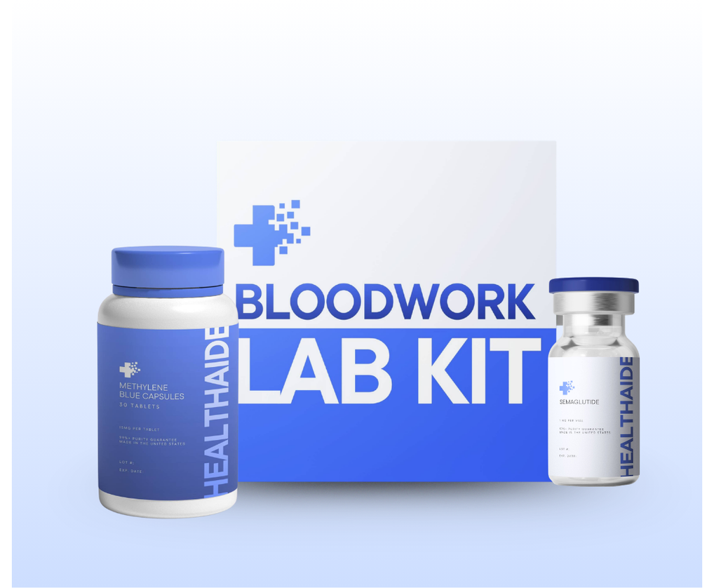 Healthaide bloodwork lab kit with semaglutide vial
